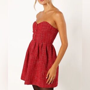 Storia Red Tweed Mini Dress